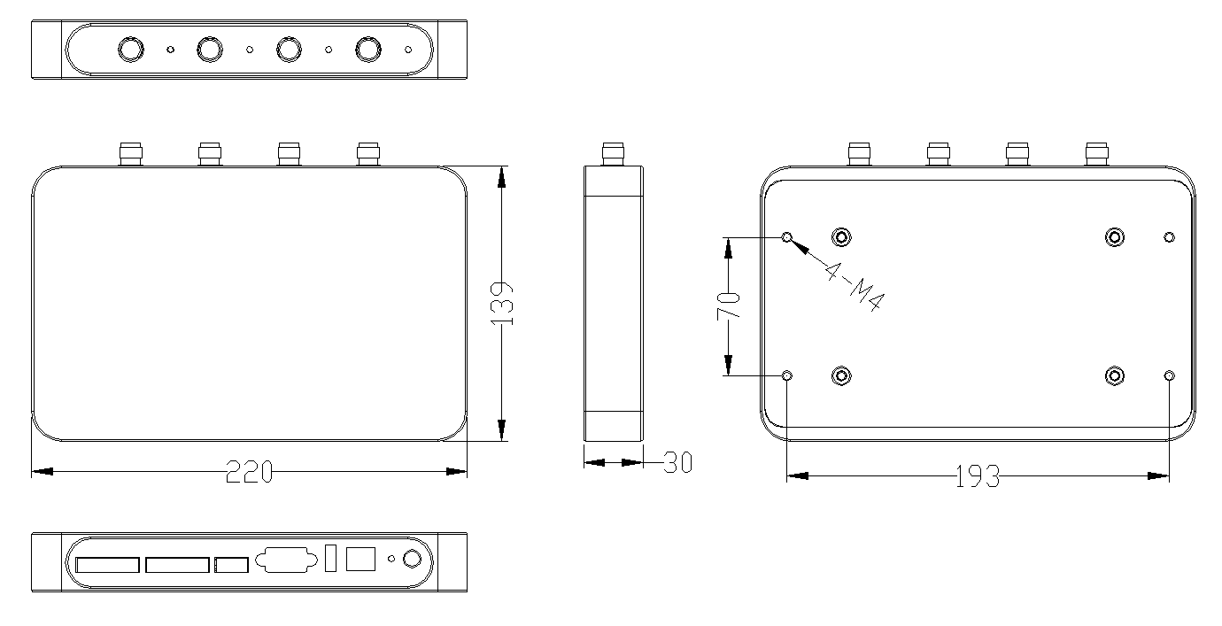 BRD-01四通道RFID讀寫器尺寸圖